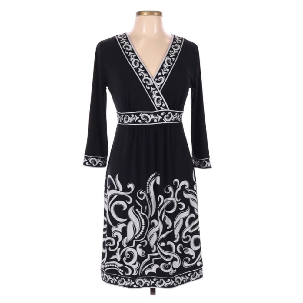 White House Black Market Black and White Midi Dress